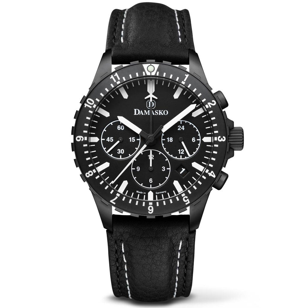 Damasko Black 42mm Chronograph with a Stopwatch plus 12-hour