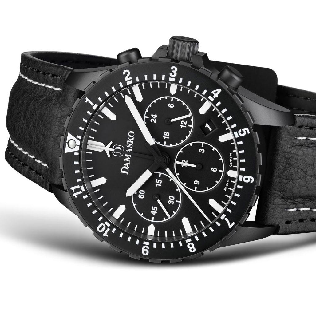Damasko Black 42mm Chronograph with a Stopwatch plus 12-hour