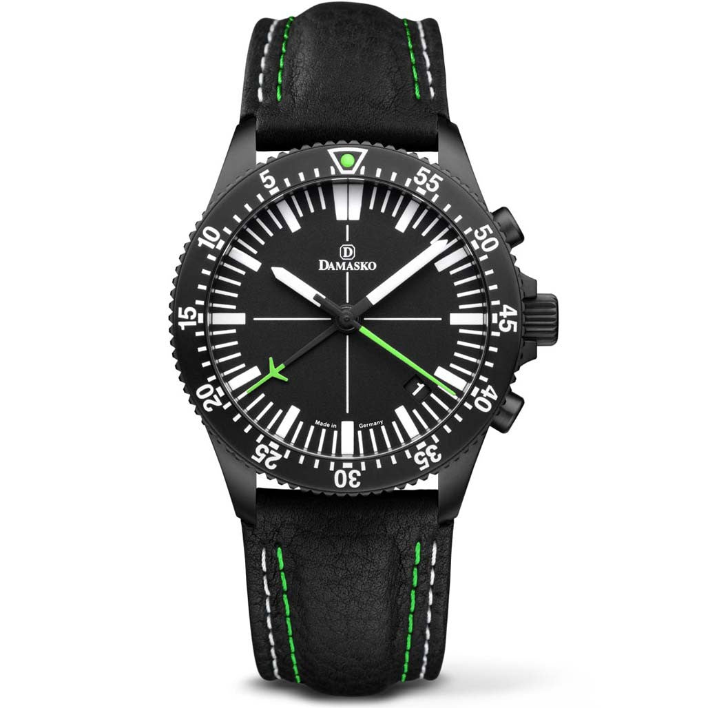 Damasko Black DLC 42mm Chronograph, Green, with 60-Minute