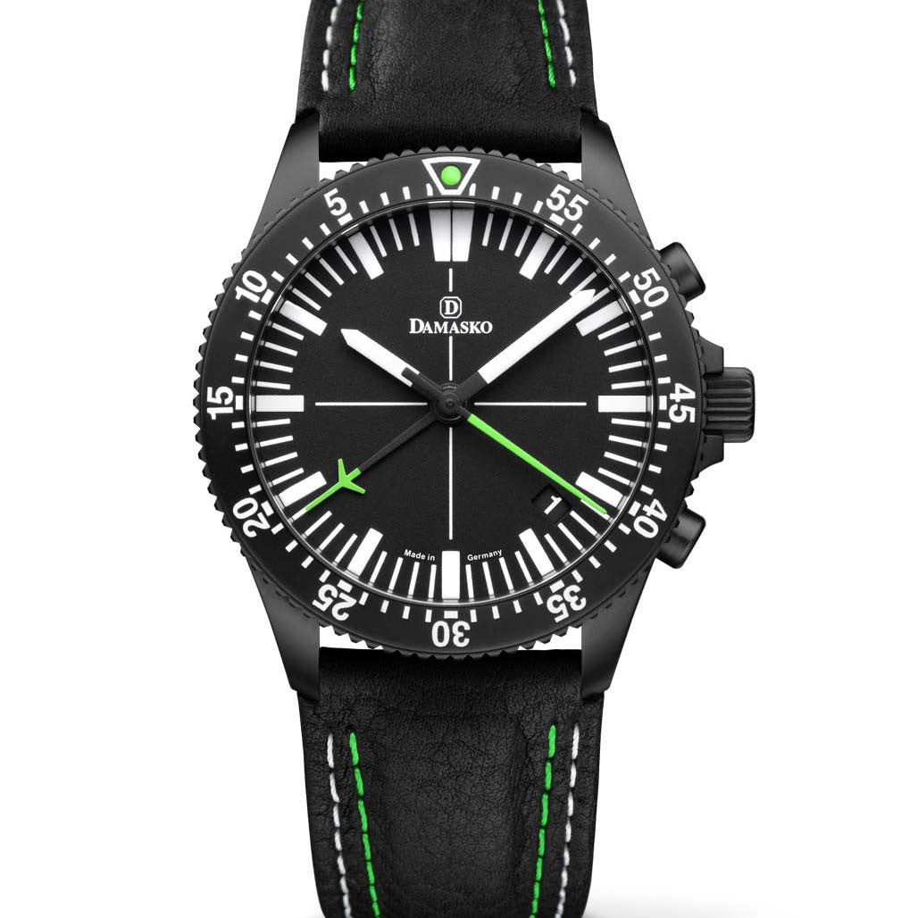Damasko Black DLC 42mm Chronograph, Green, with 60-Minute