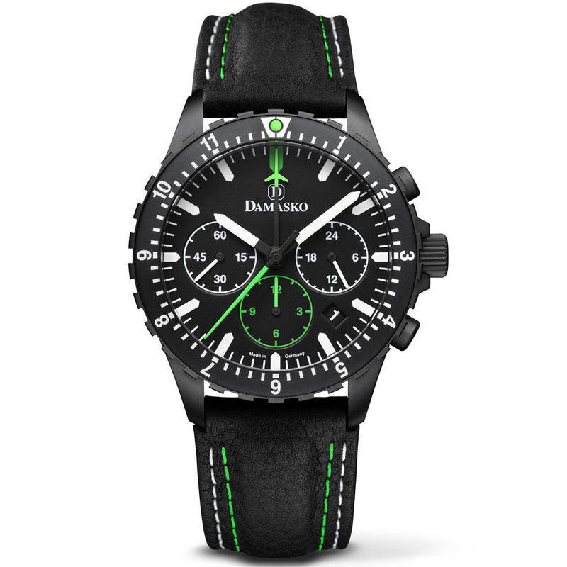 Damasko Black 42mm Chronograph with a Stopwatch and a 12-hour Totalizer #DC86