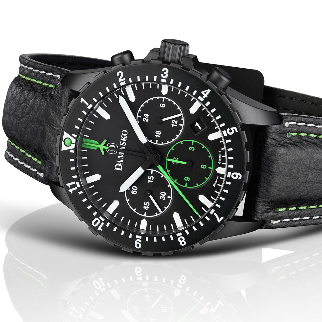 Damasko Black 42mm Chronograph with a Stopwatch and a 12-hour