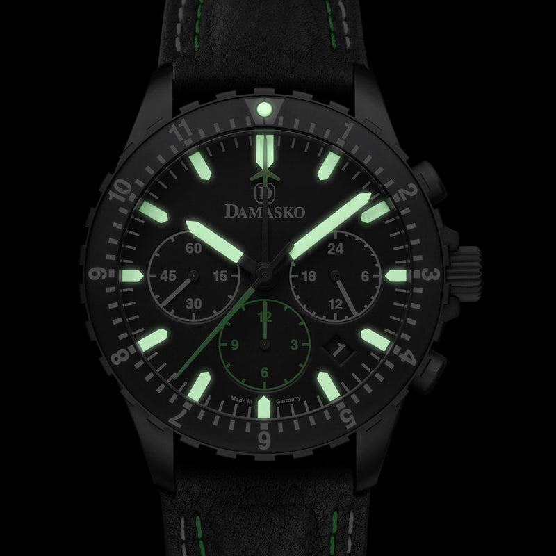Damasko Black 42mm Chronograph with a Stopwatch and a 12-hour Totalizer #DC86