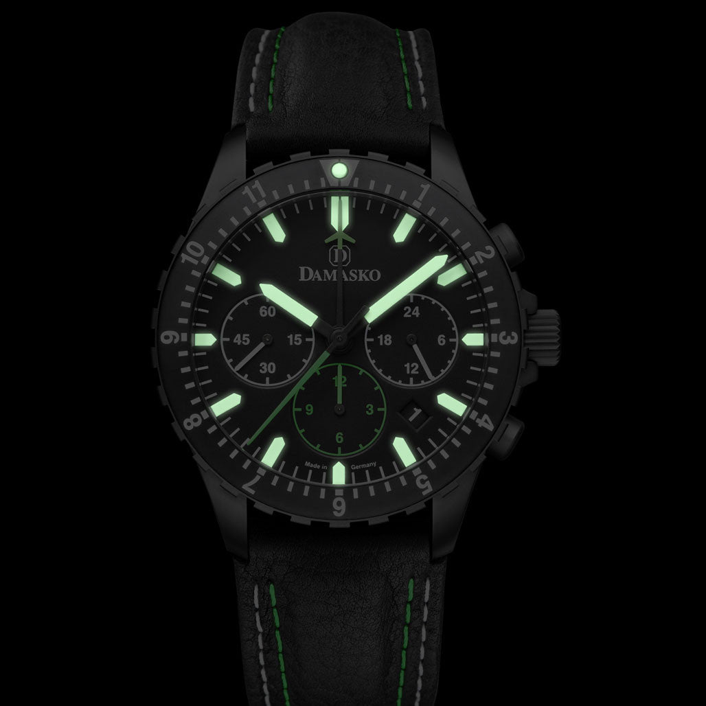 Damasko Black 42mm Chronograph with a Stopwatch and a 12-hour