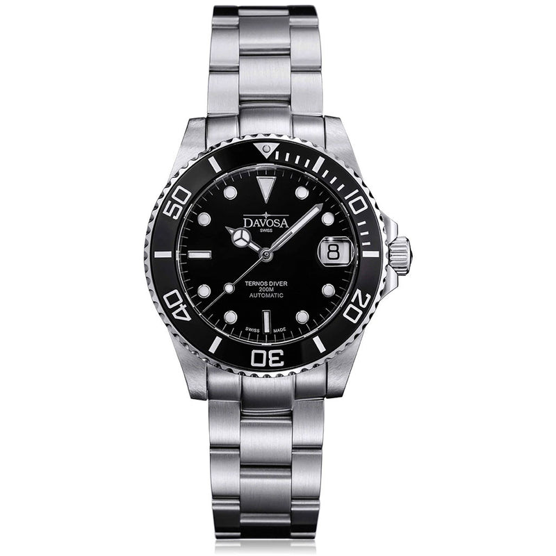Davosa 36.5mm Medium Ternos Swiss Automatic Dive Watch with Black Dial #16619550