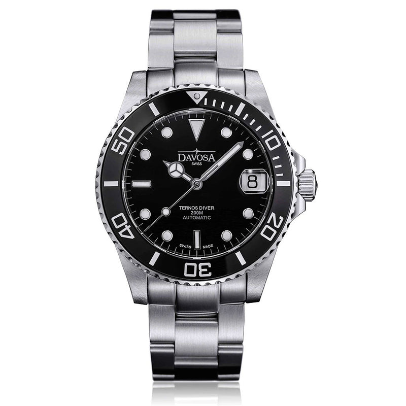 Davosa 36.5mm Medium Ternos Swiss Automatic Dive Watch with Black Dial #16619550