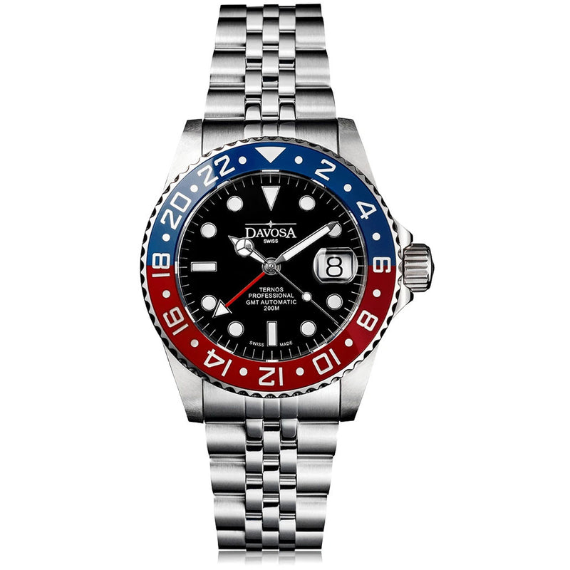 Davosa Ternos Swiss Automatic 200 Meter GMT Dual-Time Watch with 120-Click Ceramic Bezel #16157106