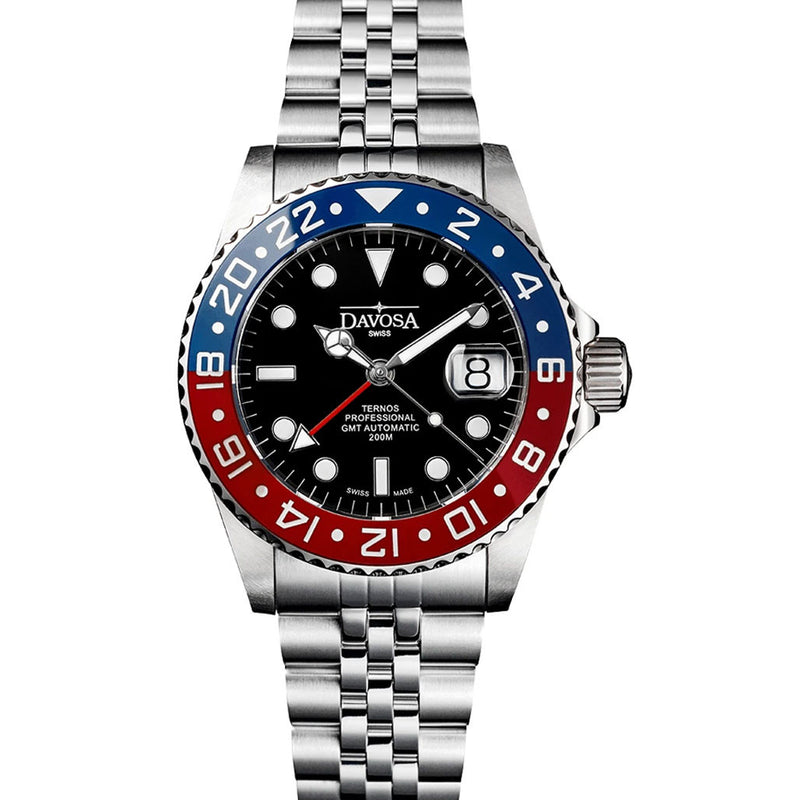 Davosa Ternos Swiss Automatic 200 Meter GMT Dual-Time Watch with 120-Click Ceramic Bezel #16157106