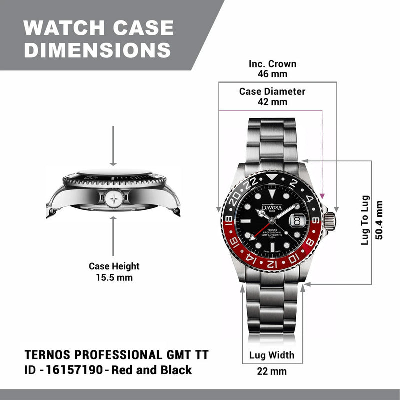 Davosa Ternos Swiss Automatic 200 Meter GMT Dual-Time Watch with 120-Click Ceramic Bezel #16157106