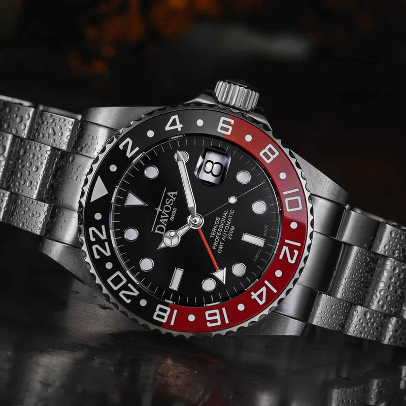 Davosa Ternos Swiss Automatic 200 Meter GMT Dual-Time Watch with 120-Click Ceramic Bezel #16157190