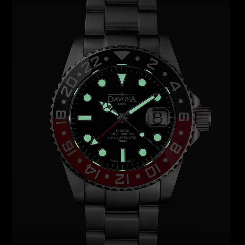 Davosa Ternos Swiss Automatic 200 Meter GMT Dual-Time Watch with 120-Click Ceramic Bezel #16157190