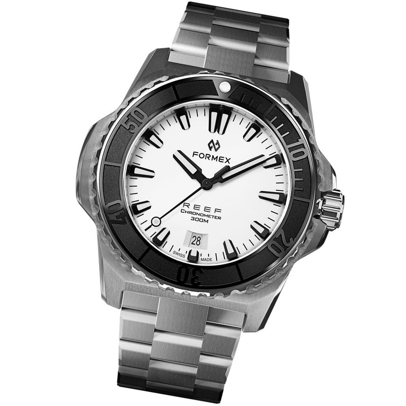 Formex REEF Swiss Automatic Chronometer Dive Watch with Brilliant White Dial #2200-1-6312-100