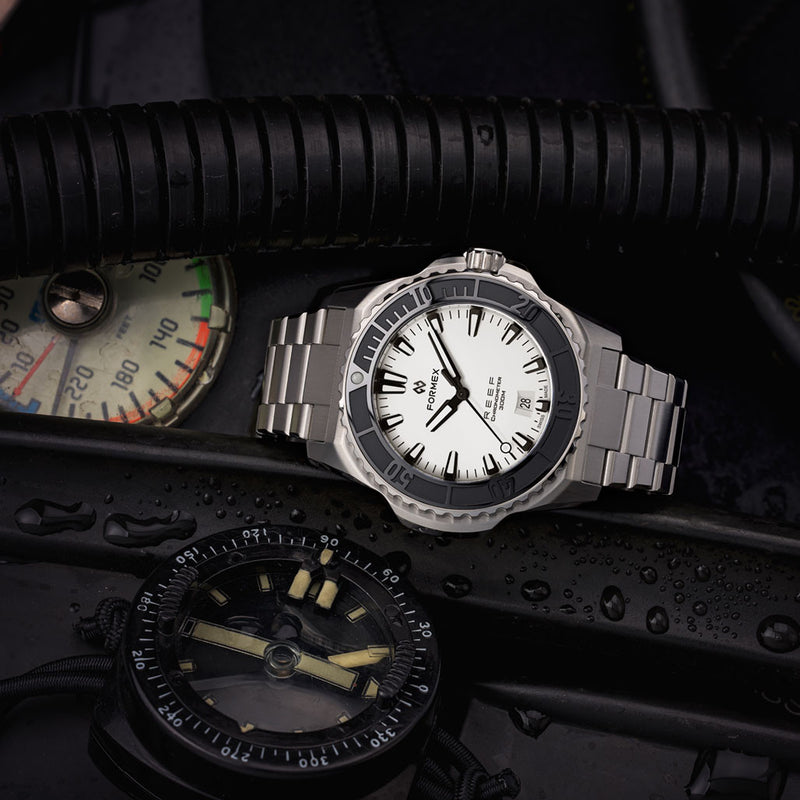 Formex REEF Swiss Automatic Chronometer Dive Watch with Brilliant White Dial #2200-1-6312-100