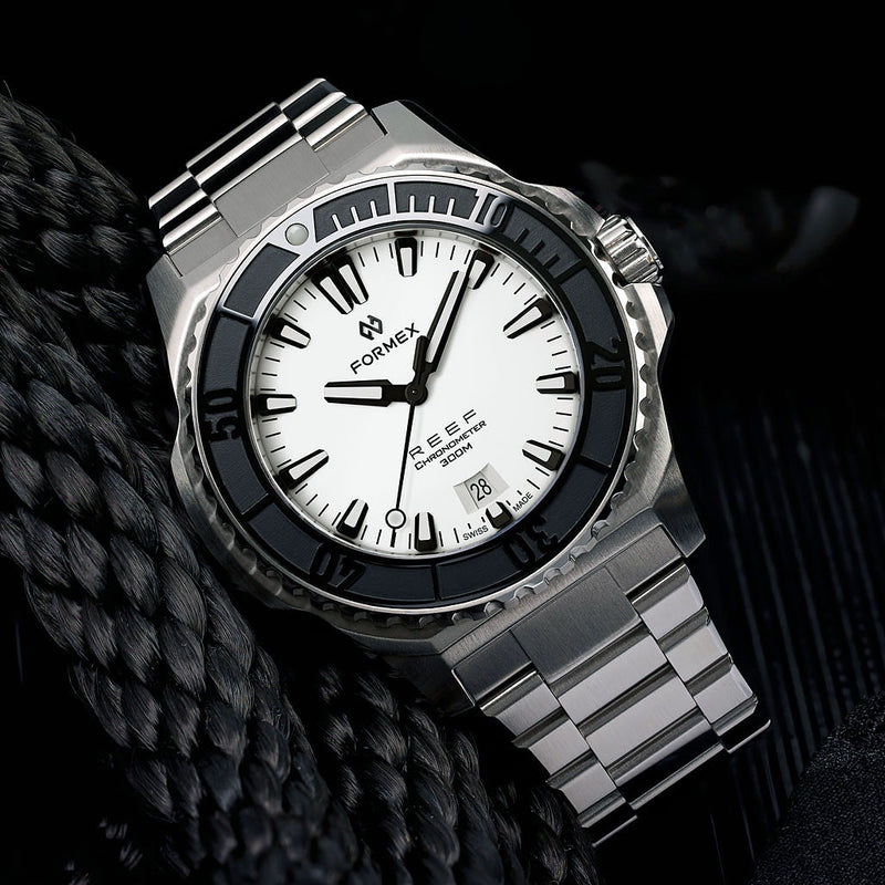 Formex REEF Swiss Automatic Chronometer Dive Watch with Brilliant White Dial #2200-1-6312-100