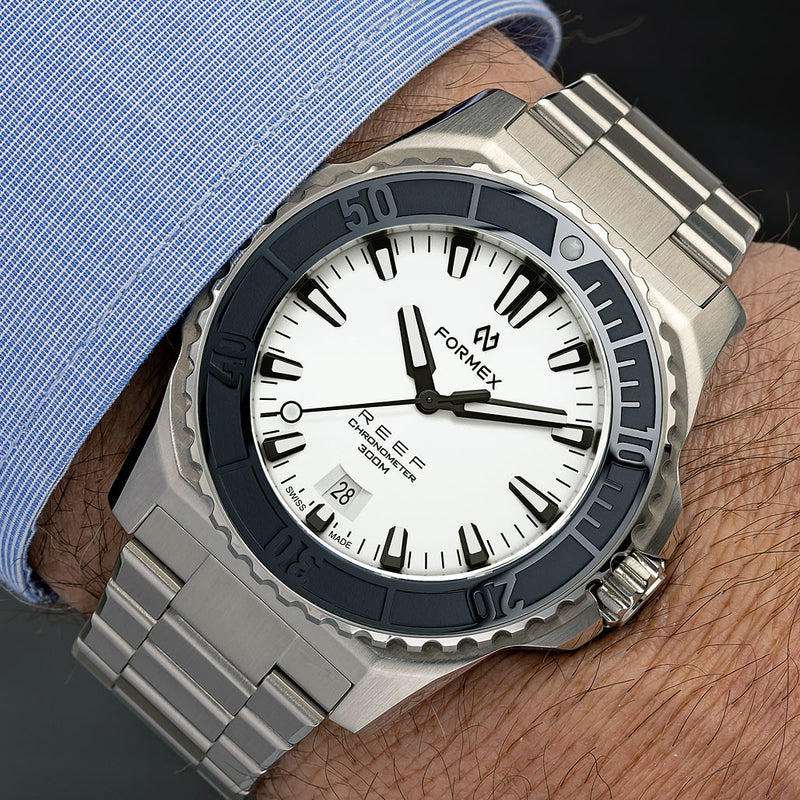 Formex REEF Swiss Automatic Chronometer Dive Watch with Brilliant White Dial #2200-1-6312-100