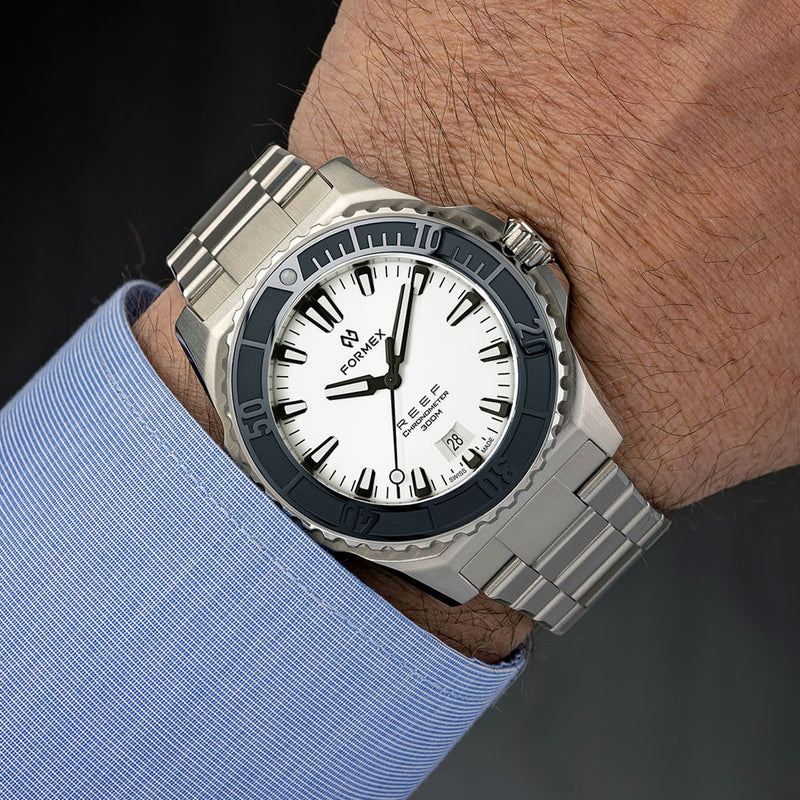 Formex REEF Swiss Automatic Chronometer Dive Watch with Brilliant White Dial #2200-1-6312-100