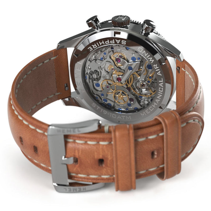 HEMEL Air Wing Mechanical Chronograph with Dual-Time Bezel and DD Sapphire Crystal #HF19