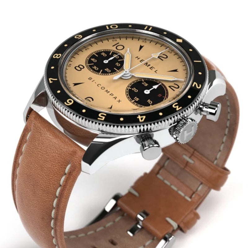 HEMEL Air Wing Mechanical Chronograph with Dual-Time Bezel and DD Sapphire Crystal #HF19IV