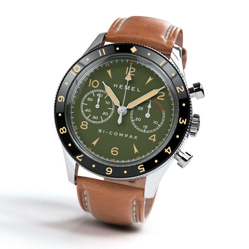 HEMEL Air Wing Mechanical Chronograph with Dual-Time Bezel and DD Sapphire Crystal #HF19OL