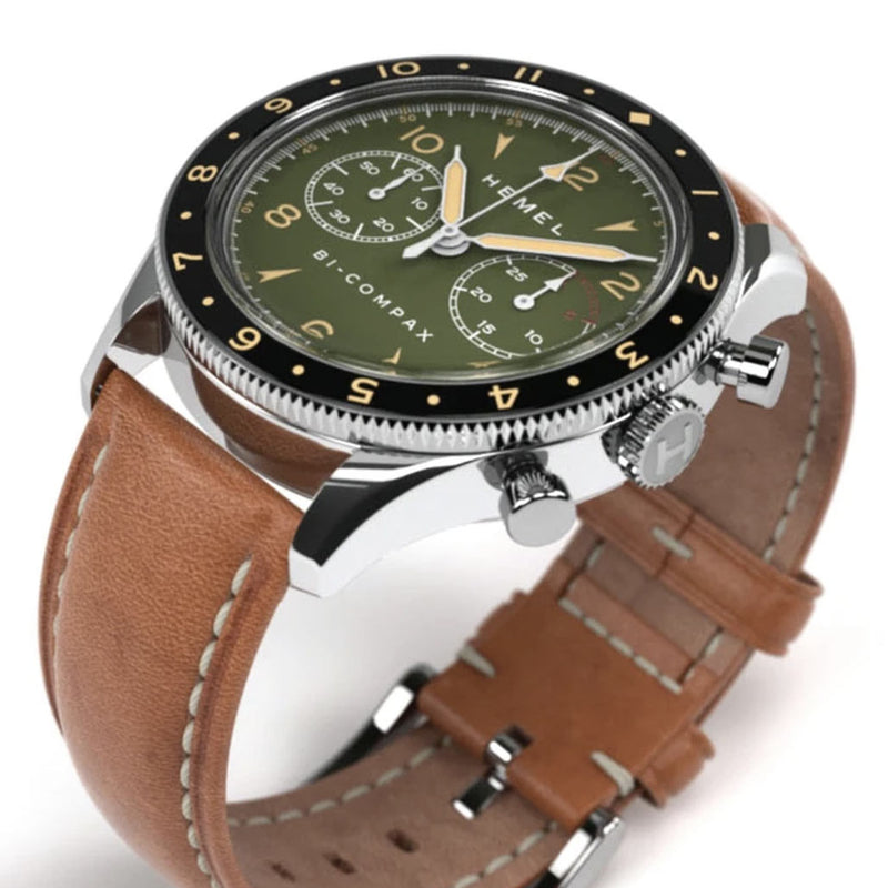 HEMEL Air Wing Mechanical Chronograph with Dual-Time Bezel and DD Sapphire Crystal #HF19OL