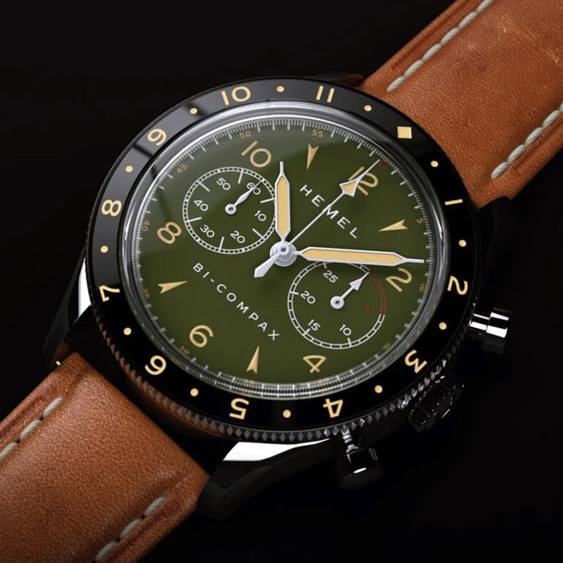 HEMEL Air Wing Mechanical Chronograph with Dual-Time Bezel and DD Sapphire Crystal #HF19OL