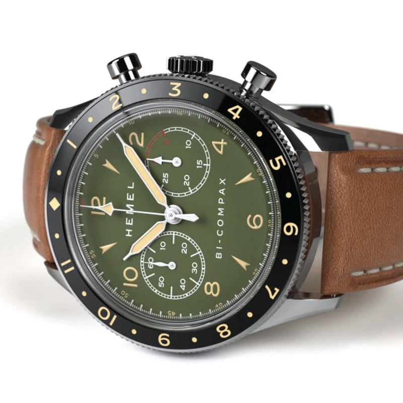 HEMEL Air Wing Mechanical Chronograph with Dual-Time Bezel and DD Sapphire Crystal #HF19OL