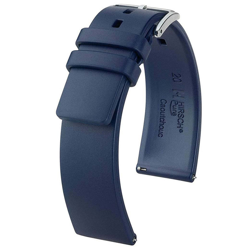 Hirsch Pure Blue Premium Caoutchouc Natural Rubber Watch Strap #405388-80