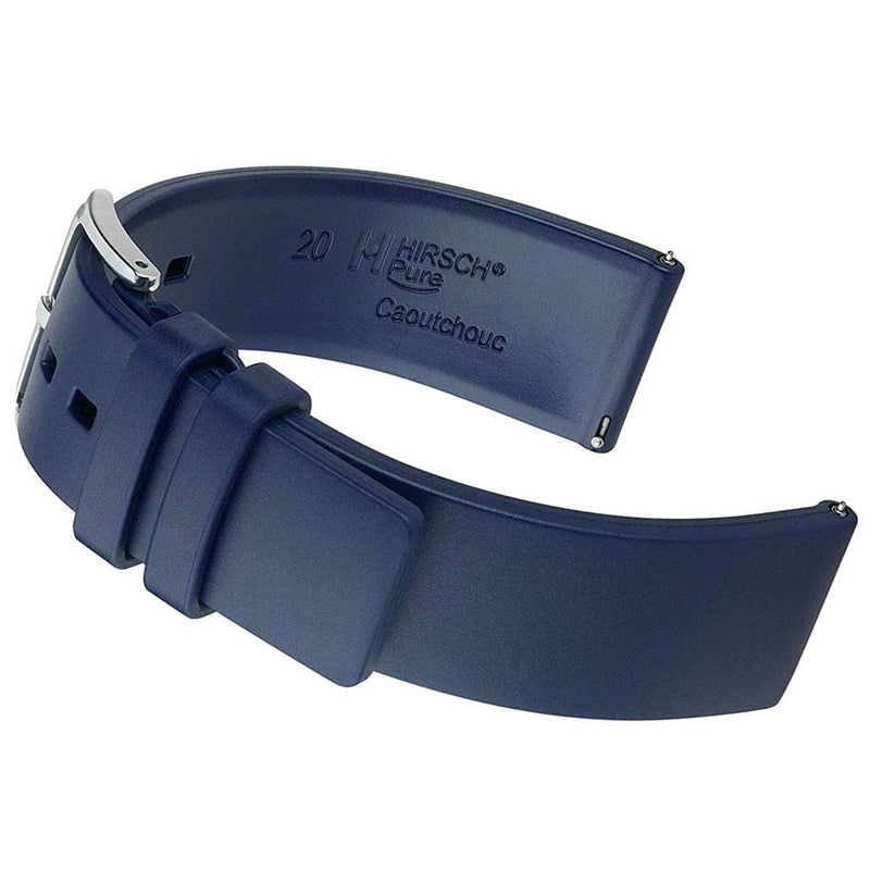Hirsch Pure Blue Premium Caoutchouc Natural Rubber Watch Strap #405388-80