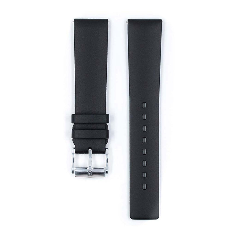 Hirsch Pure Black Premium Caoutchouc Natural Rubber Watch Strap #405388-50