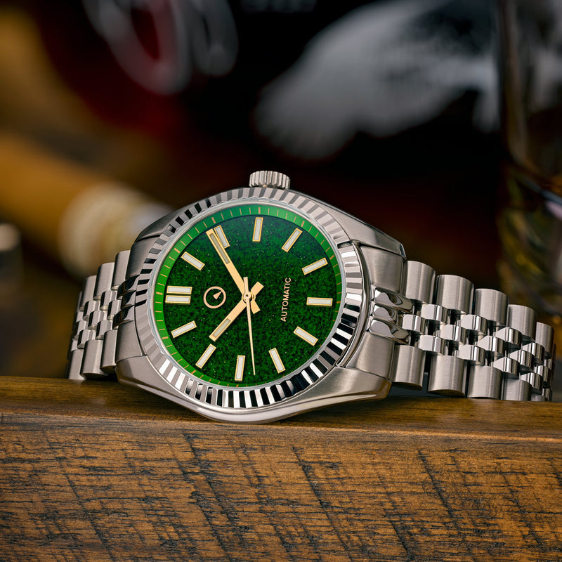 Islander Brookville Hi-Beat Automatic Dress Watch with Green Aventurine Dial #ISL-180 lifestyle