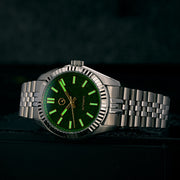 Islander Brookville Hi-Beat Automatic Dress Watch with Green Aventurine Dial #ISL-180 lume