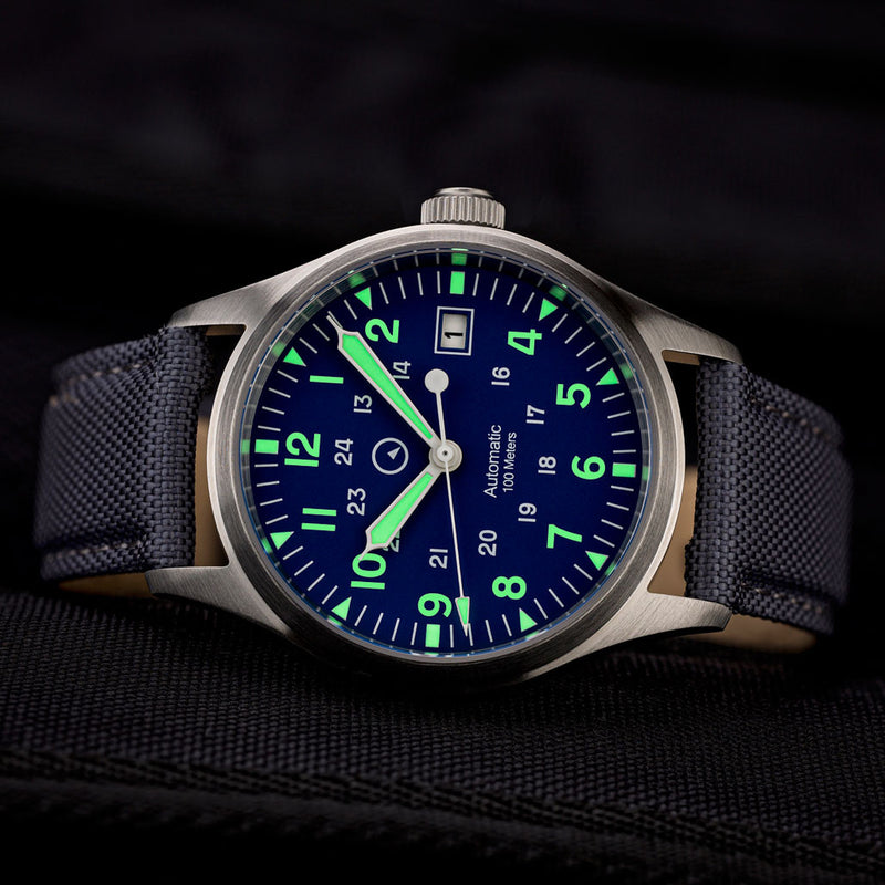 Islander Mitchel Automatic Field Watch with Nylon Weave Strap and an AR Sapphire Crystal #ISL-42