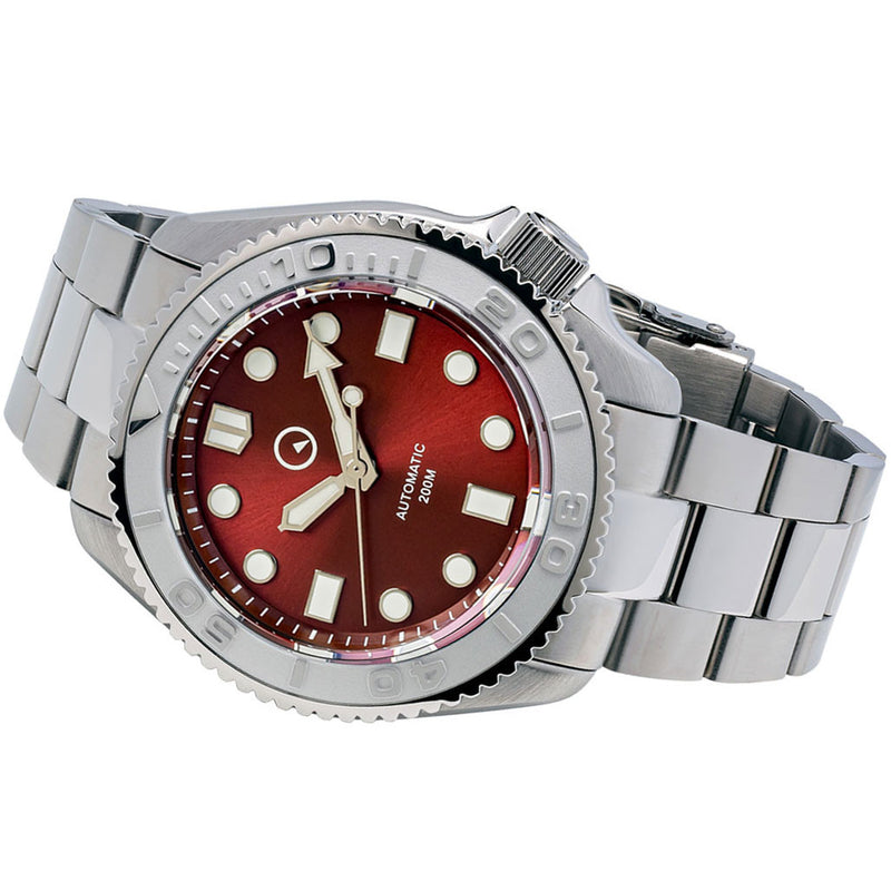 Islander Automatic Dive Watch with Bracelet, Double-Domed AR Sapphire Crystal, and Embossed Ceramic Bezel Insert #ISL-92