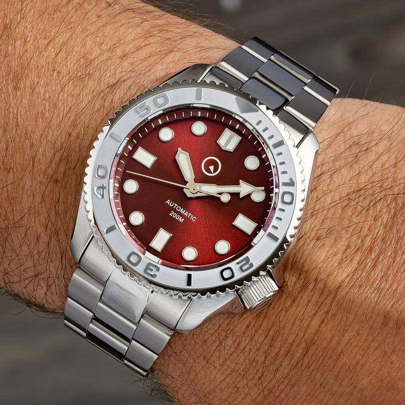 Islander Automatic Dive Watch with Bracelet, Double-Domed AR Sapphire Crystal, and Embossed Ceramic Bezel Insert #ISL-92
