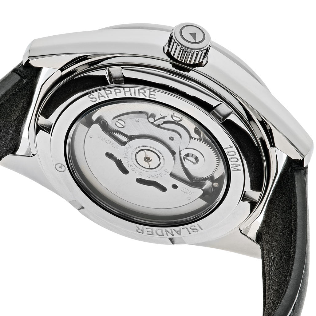 Islander Automatic Watch with Leather Strap and an AR Dome