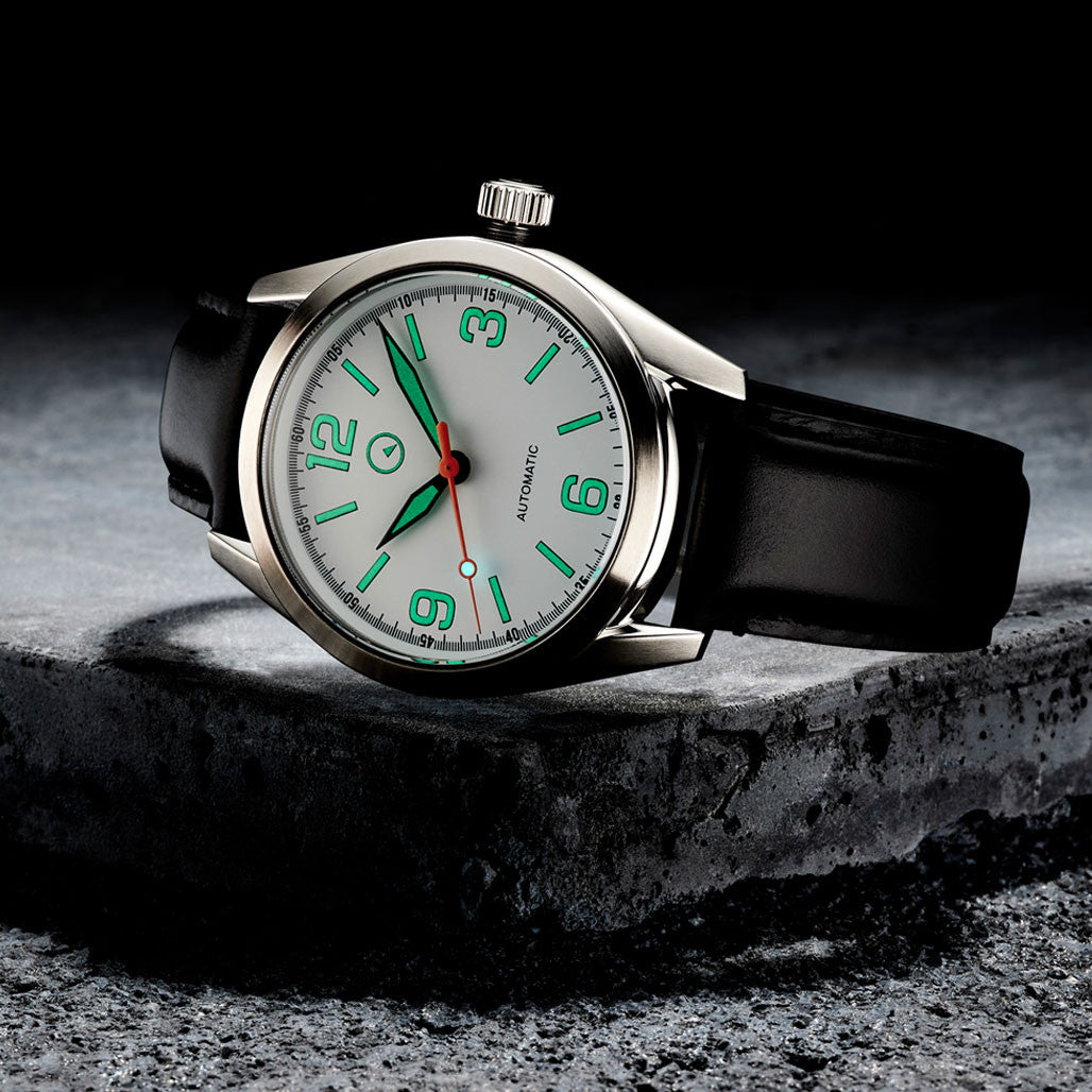Islander Automatic Watch with Leather Strap and an AR Dome