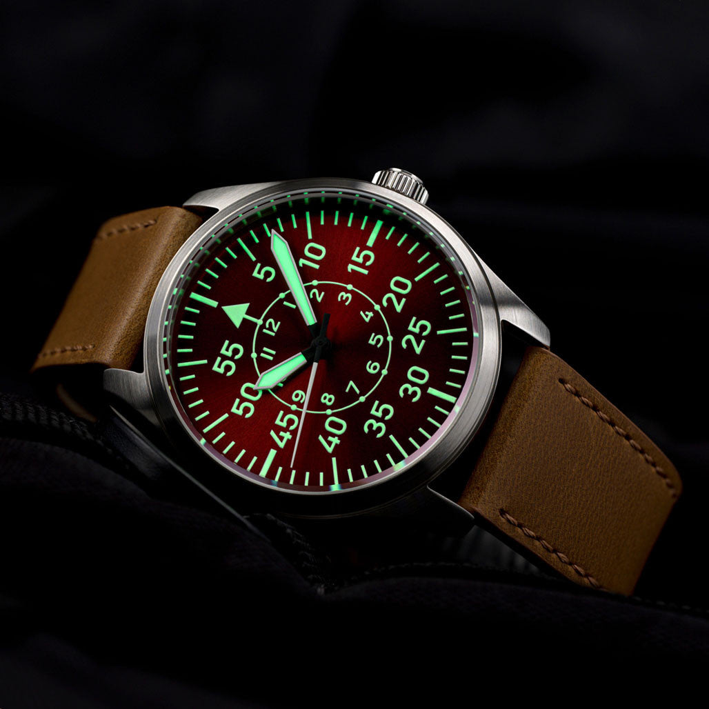 Islander Automatic Aviator Pilot Watch with Leather Strap and an