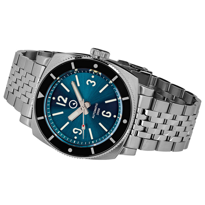 Islander Blue-Green Sandwich Dial Automatic Dive Watch with AR Sapphire Crystal, and Luminous Ceramic Bezel Insert #ISL-79