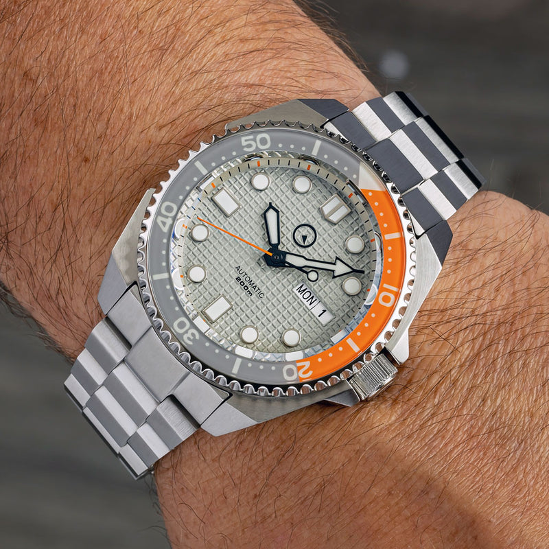 Islander Waffle Dial Automatic Dive Watch with AR Double-Dome Sapphire Crystal, and Luminous Sapphire Bezel Insert #ISL-28