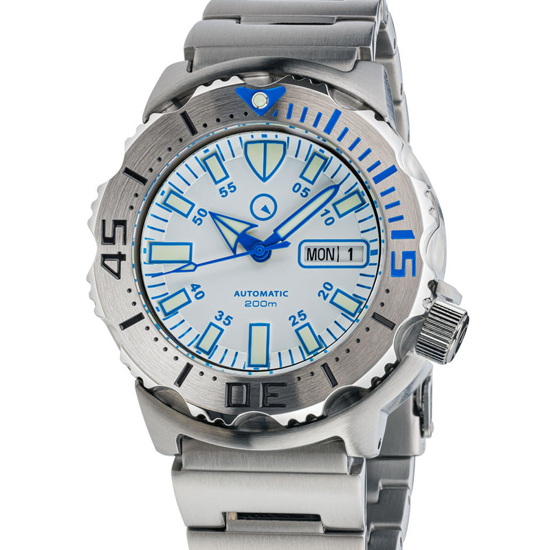 Islander White Dial Automatic Dive Watch with AR Double Dome Sapphire Crystal, and 120-click Bezel #ISL-56