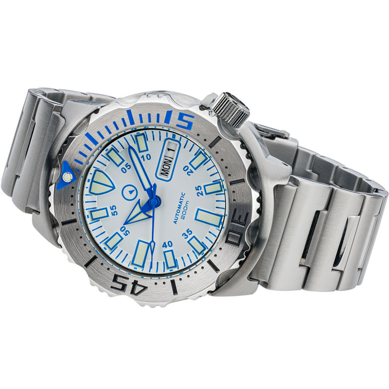 Islander White Dial Automatic Dive Watch with AR Double Dome Sapphire Crystal, and 120-click Bezel #ISL-56
