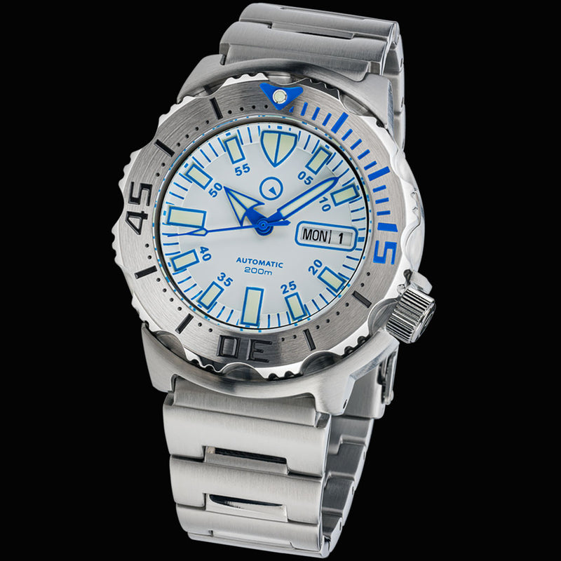 Islander White Dial Automatic Dive Watch with AR Double Dome Sapphire Crystal, and 120-click Bezel #ISL-56