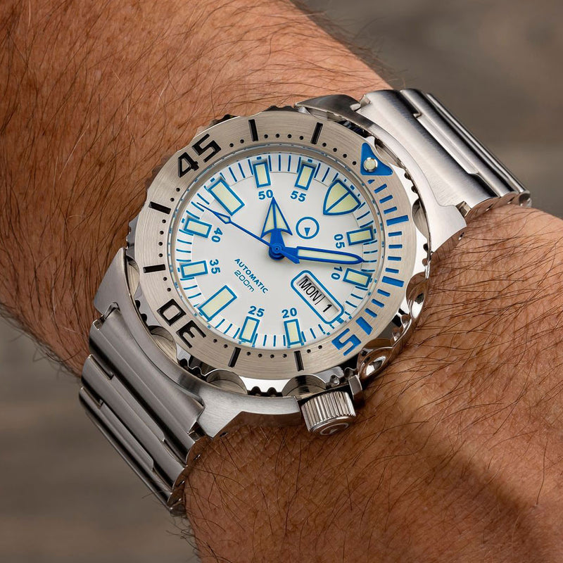 Islander White Dial Automatic Dive Watch with AR Double Dome Sapphire Crystal, and 120-click Bezel #ISL-56