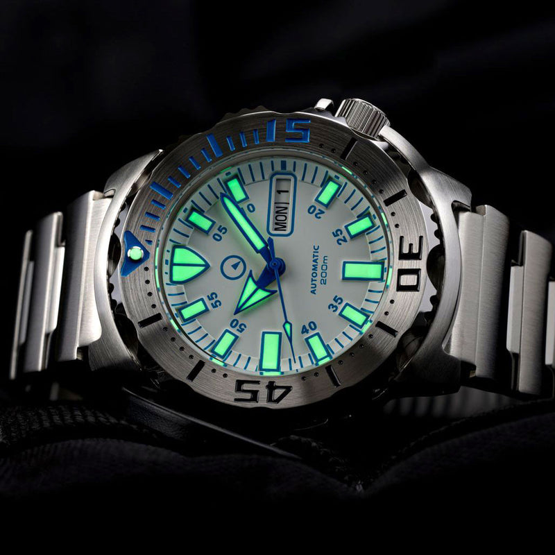 Islander White Dial Automatic Dive Watch with AR Double Dome Sapphire Crystal, and 120-click Bezel #ISL-56