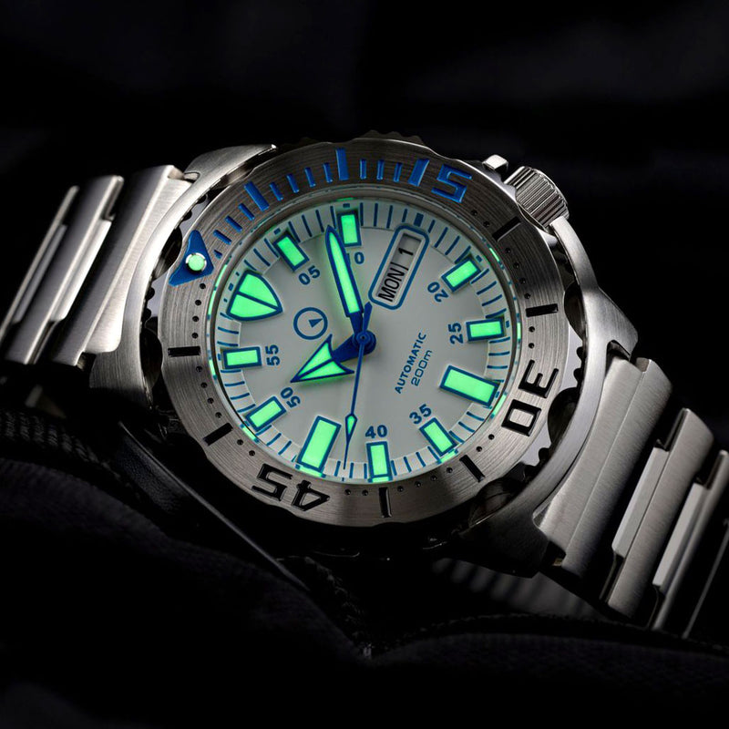 Islander White Dial Automatic Dive Watch with AR Double Dome Sapphire Crystal, and 120-click Bezel #ISL-56