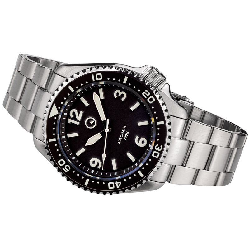 Islander Pilot-Style Dial Automatic Dive Watch with Bracelet, AR Sapphire Crystal, and Luminous Ceramic Bezel Insert #ISL-91