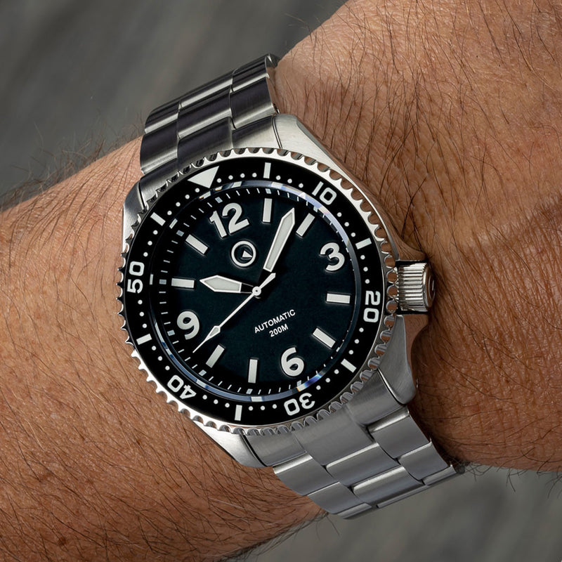 Islander Pilot-Style Dial Automatic Dive Watch with Bracelet, AR Sapphire Crystal, and Luminous Ceramic Bezel Insert #ISL-91