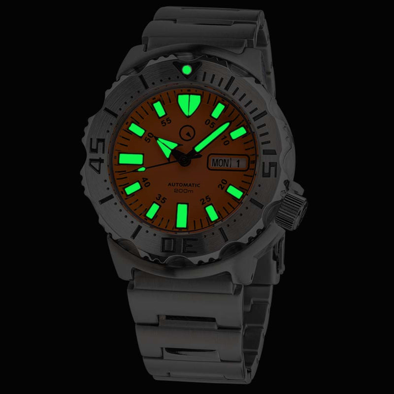 Islander Orange Dial Automatic Dive Watch with AR Double Dome Sapphire Crystal, and 120-click Bezel #ISL-94