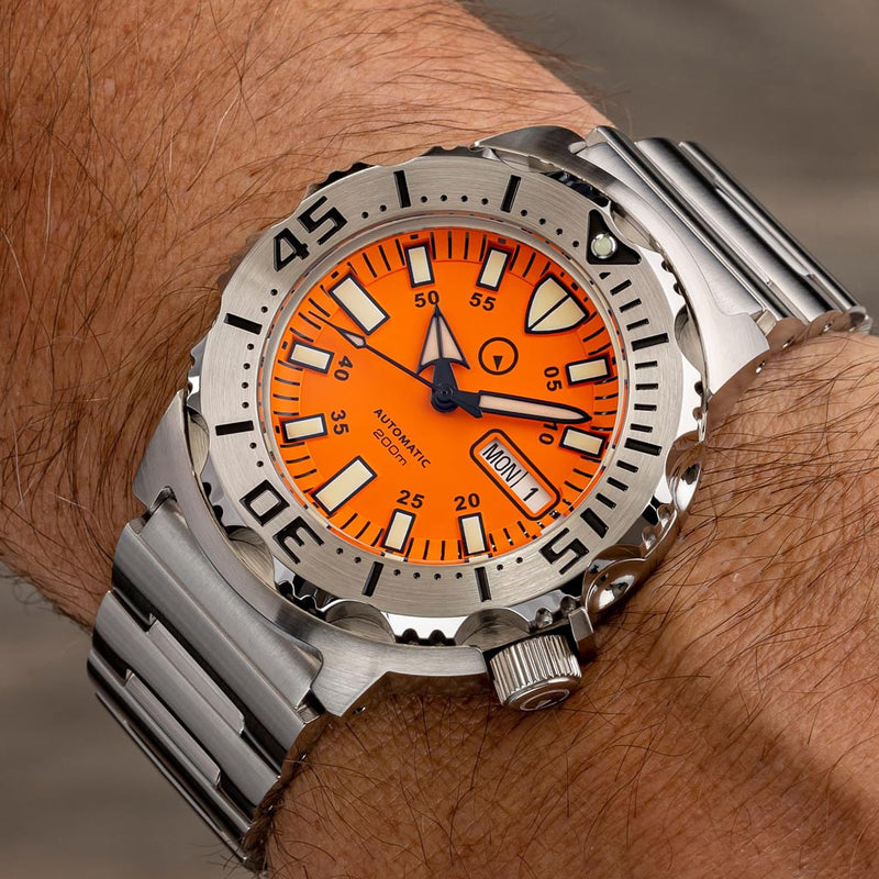 Islander Orange Dial Automatic Dive Watch with AR Double Dome Sapphire Crystal, and 120-click Bezel #ISL-94