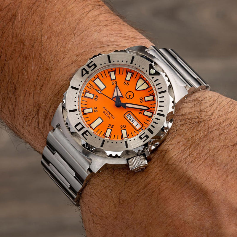 Islander Orange Dial Automatic Dive Watch with AR Double Dome Sapphire Crystal, and 120-click Bezel #ISL-94